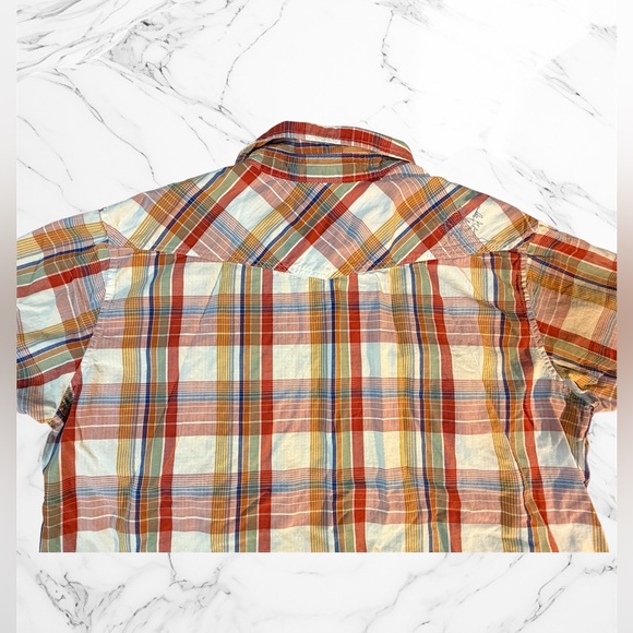 Patagonia Men's Red and Orange Plaid Shirt - Picture 4 of 5